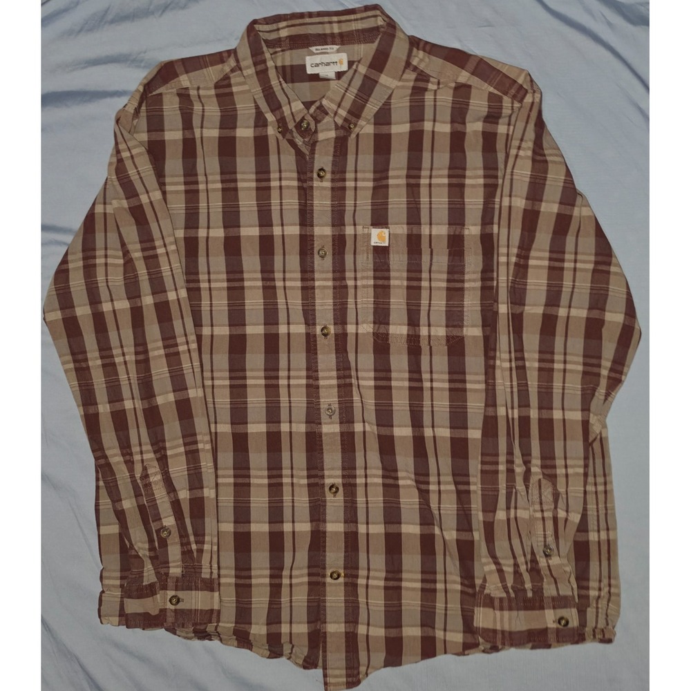 Carhartt Relaxed Fit Plaid Button Up Shirt 100% Cotton Men's Size XL Regular